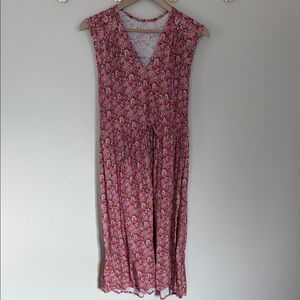 Floral Pink cottage core Sleeveless Dress